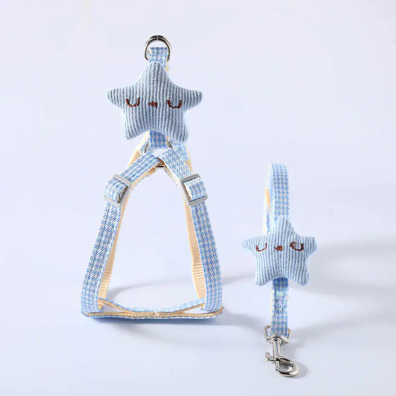 Starfish Dog Harness with Leash – Adjustable Chest Harness Set for Small Dogs and Puppies (Sizes S–M)