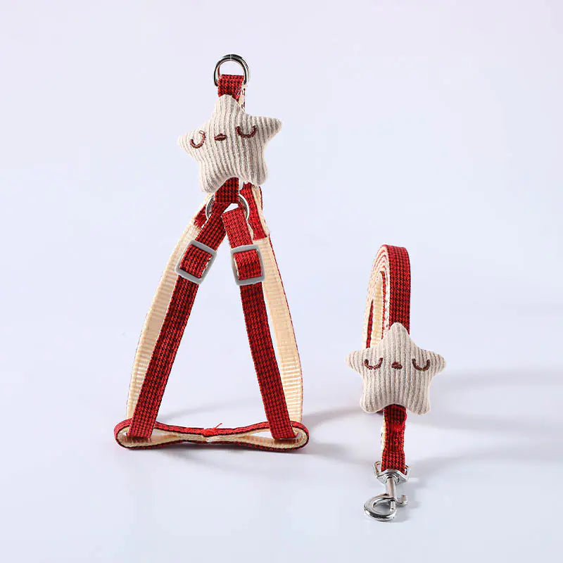 Starfish Dog Harness with Leash – Adjustable Chest Harness Set for Small Dogs and Puppies (Sizes S–M)