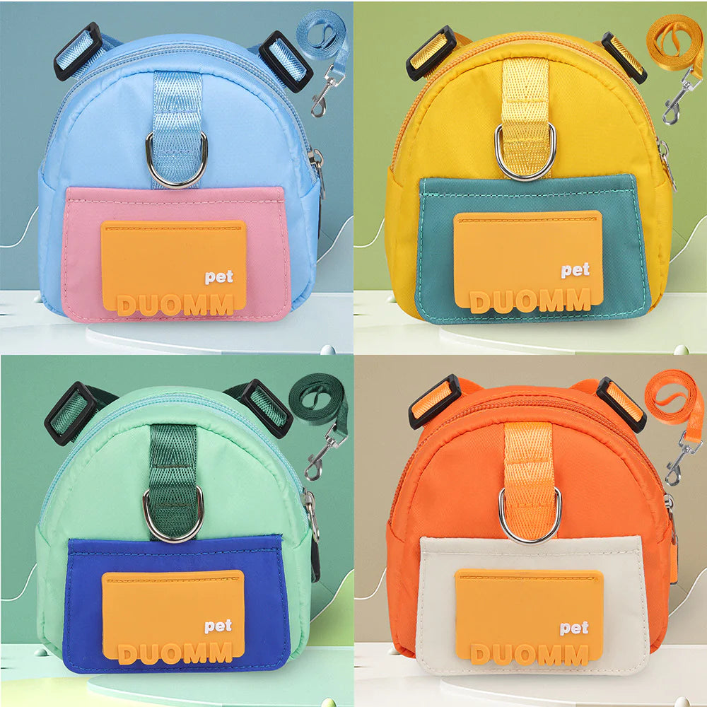 Dog Backpack Harness with Built-In Poop Bag Dispenser – Adjustable Reflective Harness for Walks, Hiking & Travel