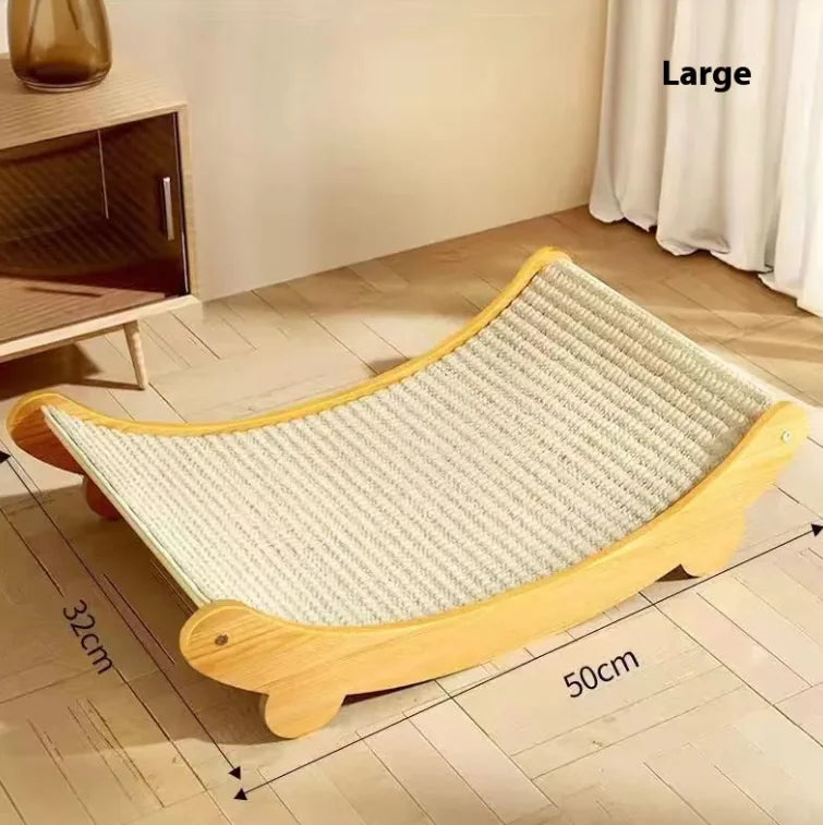 Sisal Blanket Cat Scratch Board – Curved Wooden Scratcher for Healthy Claws