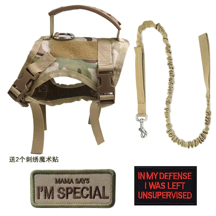 Adjustable Tactical Cat Harness with Leash – Escape-Resistant Vest Harness with Handle and Embroidered Patches (One Size)