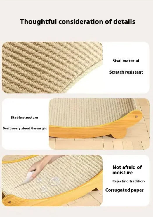 Sisal Blanket Cat Scratch Board – Curved Wooden Scratcher for Healthy Claws