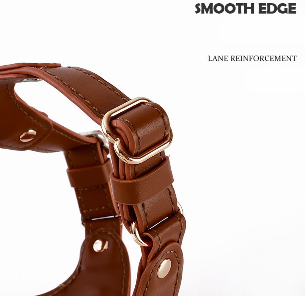 Faux Leather Dog Chest and Back Harness – Lightweight Chest Strap Harness for Small to Medium Dogs (Sizes S–L)