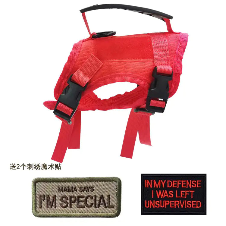 Adjustable Tactical Cat Harness with Leash – Escape-Resistant Vest Harness with Handle and Embroidered Patches (One Size)