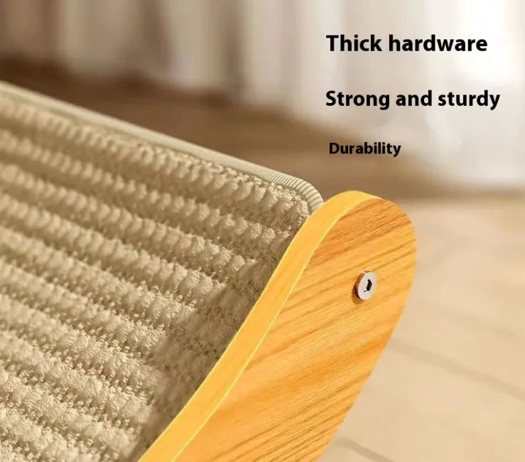 Sisal Blanket Cat Scratch Board – Curved Wooden Scratcher for Healthy Claws