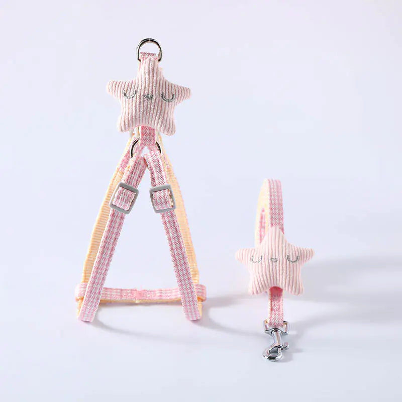 Starfish Dog Harness with Leash – Adjustable Chest Harness Set for Small Dogs and Puppies (Sizes S–M)