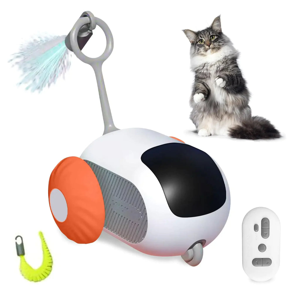 Smart Interactive Cat Toy with Automatic & Remote Control Modes – Rechargeable Chase Toy