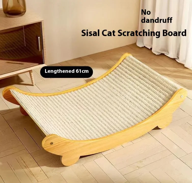 Sisal Blanket Cat Scratch Board – Curved Wooden Scratcher for Healthy Claws