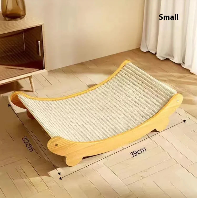 Sisal Blanket Cat Scratch Board – Curved Wooden Scratcher for Healthy Claws